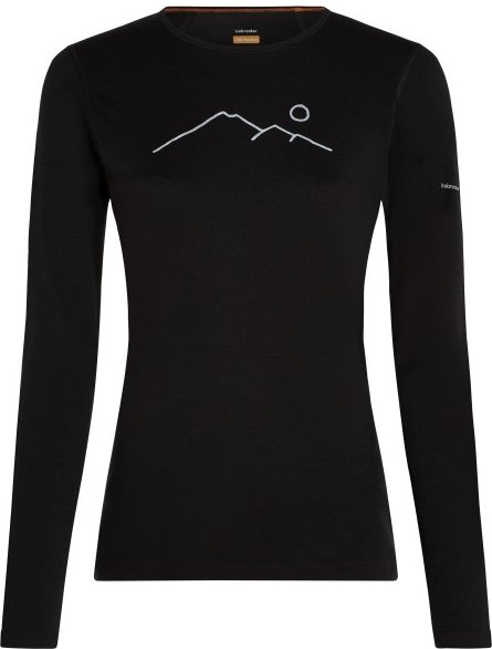 Icebreaker - Women's Merino 200 Oasis L/S Crewe Rainer Ridge - Merinounterwäsche Gr M schwarz
