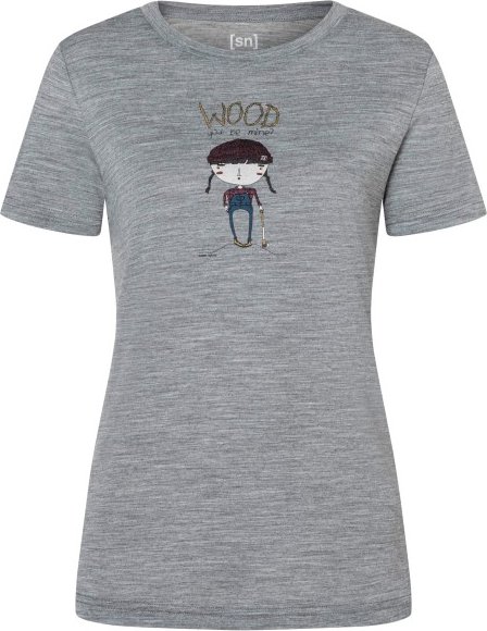 super.natural - Women's Wood Craftine Tee - Merinoshirt Gr M grau/ various
