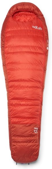 Rab - Alpine 0C / 32F - Daunenschlafsack Gr Long - Body Size: 200 cm dark horizon /rot