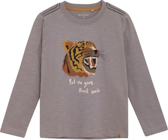 Minymo - Kid's T-Shirt L/S No. 134032 - Longsleeve Gr 128 braun/grau