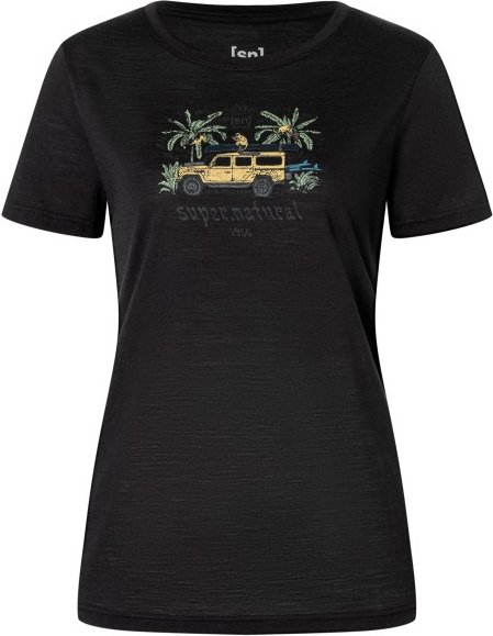 super.natural - Women's Tropicar Tee - Merinoshirt Gr XS schwarz/ various