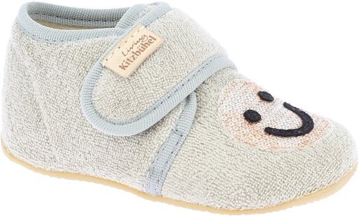 Living Kitzbühel - Kid's Babyklett Frottee Smiley - Hüttenschuhe Gr 20 grau/beige