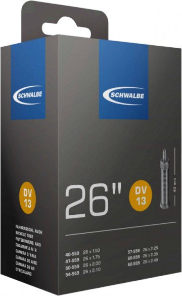 Schwalbe - 26'' Schlauch Nr. 13 40/62-559 - Fahrradschlauch Gr 26'' x 1,50-2,40'' - 40/62-559 schwarz