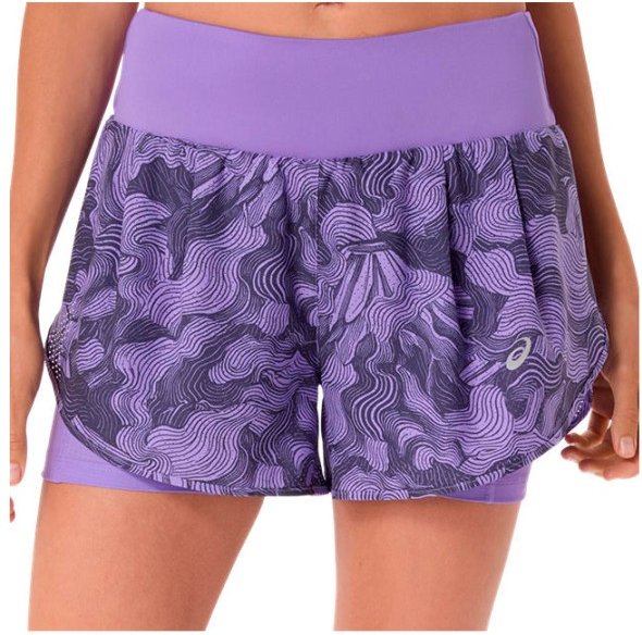 Asics - Women's Road All Over Print 2-N-1 3.5'' Short - Laufshorts Gr XL lila