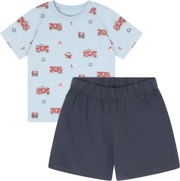 Minymo - Kid's T-Shirt+Short Set AOP 134356 - Overall Gr 104 blau/grau