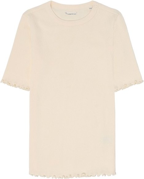KnowledgeCotton Apparel - Women's Rib Tee Ruffle Hemming - T-Shirt Gr L beige