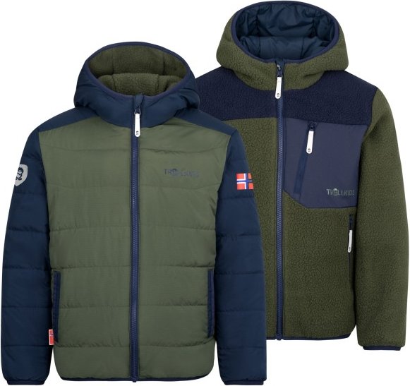 Trollkids - Kid's Sandvika Turnover Jacket - Fleecejacke Gr 110 oliv/blau