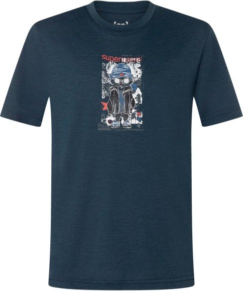 super.natural - Kid's Crazy Mouse Tee - Merinoshirt Gr 140 blau/ various