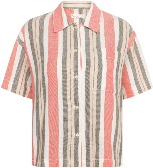 KnowledgeCotton Apparel - Women's Striped S/S Shirt - Bluse Gr XS rosa