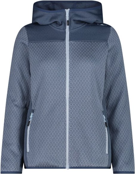 CMP - Women's Jacquard Knit Jacket Fix Hood - Fleecejacke Gr 36 grau/blau
