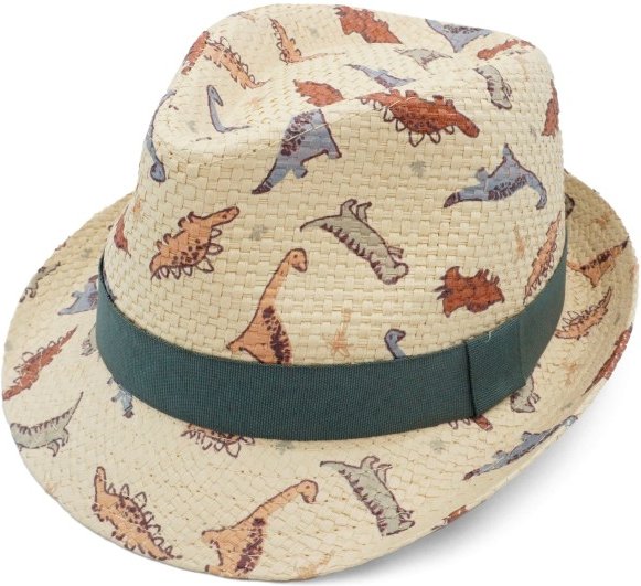 maximo - Kid's Mini Boy-Trilby Dinosaurier Allover Futter - Hut Gr 53 cm beige