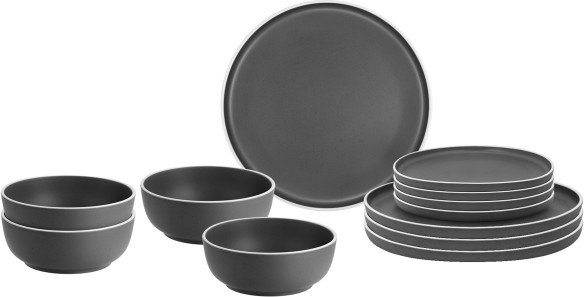 Brunner - Midday - Geschirr-Set Gr 12 Pieces grau