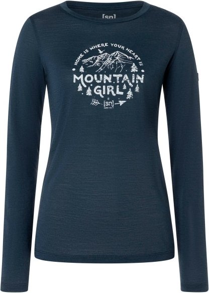 super.natural - Women's Mountain Girl L/S - Merinoshirt Gr XL blau/weiß
