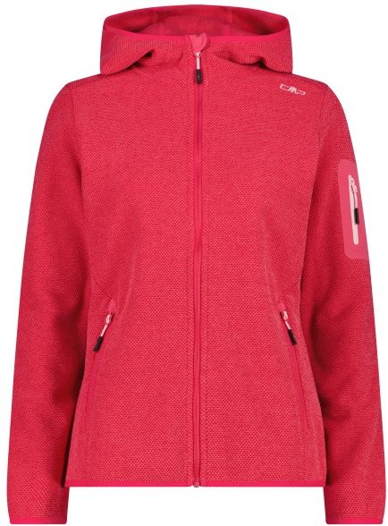 Thumbnail - CMP - Women's Jacket Fix Hood Jacquard Knitted 3H19826 - Fleecejacke Gr 48 rot