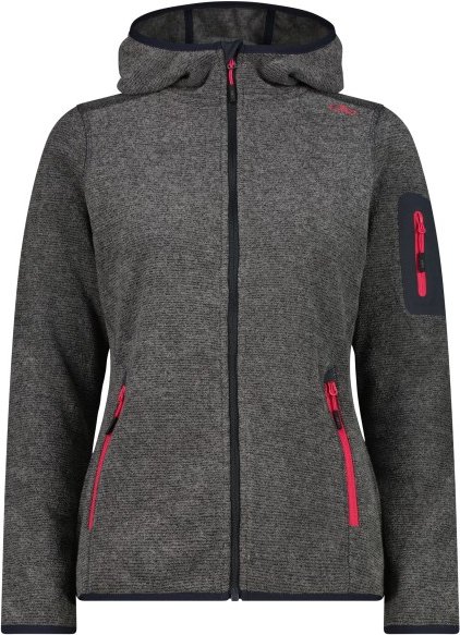 CMP - Women's Jacket Fix Hood Jacquard Knitted Stripes - Fleecejacke Gr 36 grau