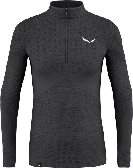Thumbnail - Salewa - Zebru Med Warm AMR Half Zip Tee - Merinounterwäsche Gr M grau/schwarz