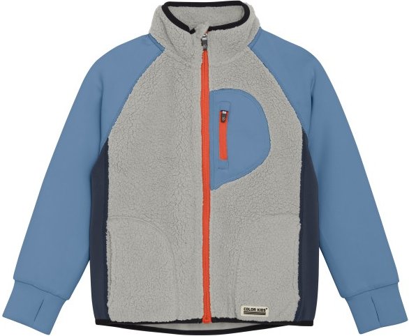 Color Kids - Kid's Teddy Jacket with Fleece Sleeves - Fleecejacke Gr 104 grau/blau