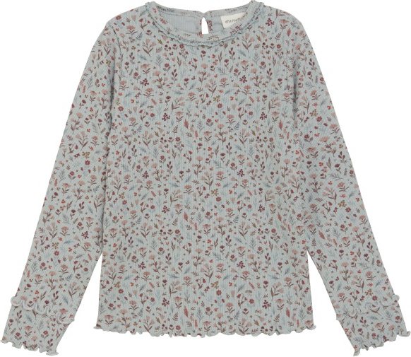 Minymo - Kid's T-Shirt L/S AOP Rib - Longsleeve Gr 110 grau