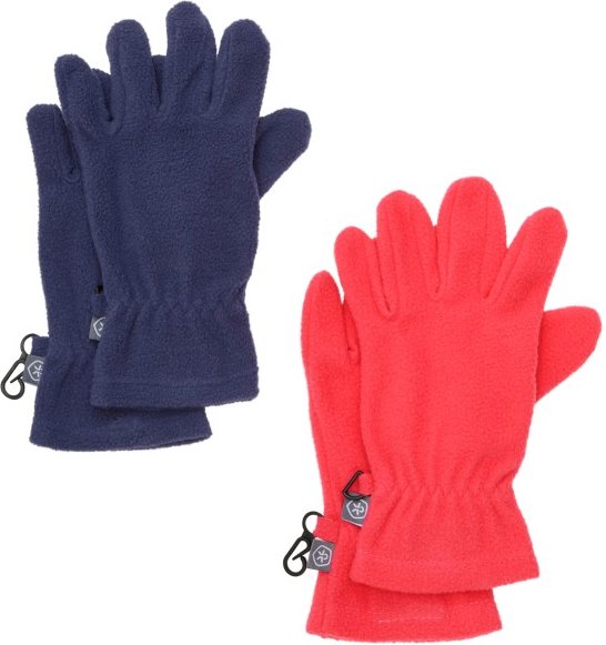 Color Kids - Kid's Gloves Fleece 2 Pair Set - Handschuhe Gr 12-14 Years blau/rot