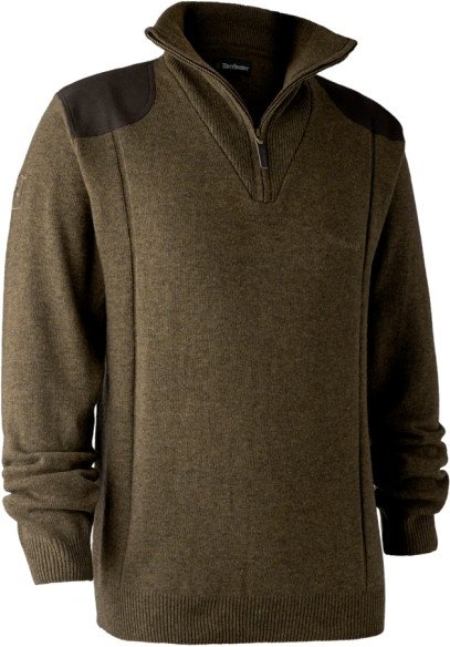 Deerhunter - Sheffield Knit with Zip Neck - Wollpullover Gr L braun