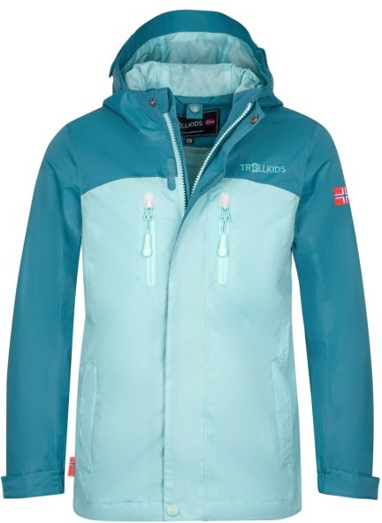 Trollkids - Girl's Nusfjord Jacket - Regenjacke Gr 92 türkis/blau