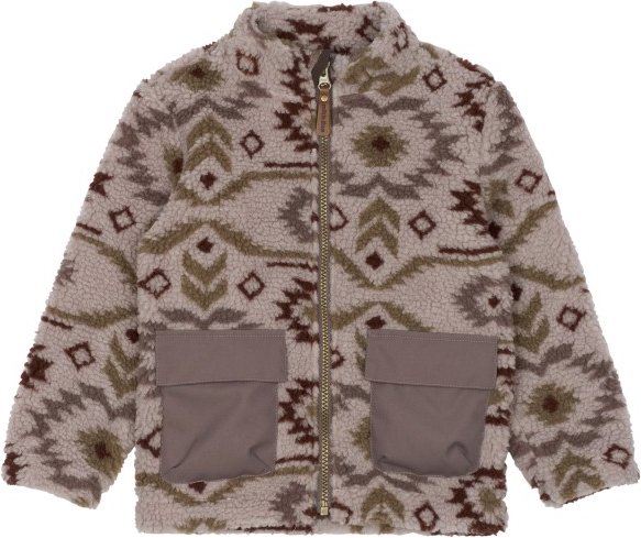 Thumbnail - Mikk-Line - Kid's Teddy Mix Jacket AOP - Fleecejacke Gr 146 braun