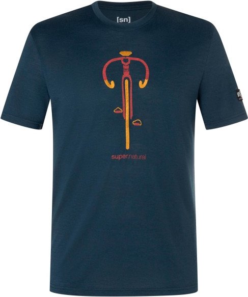 super.natural - Vintage Bike Tee - Merinoshirt Gr 48/50 - M blau