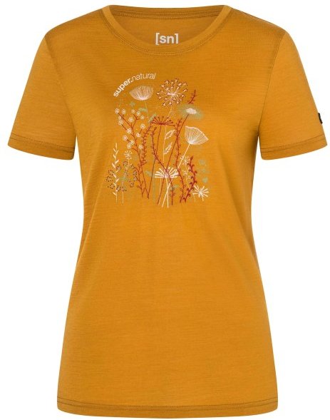 super.natural - Women's Rock Flowers Tee - Merinoshirt Gr XS orange