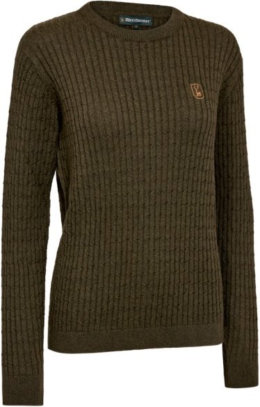 Deerhunter - Women's Harrington Knit with Braid Pattern - Merinopullover Gr 44 oliv/braun