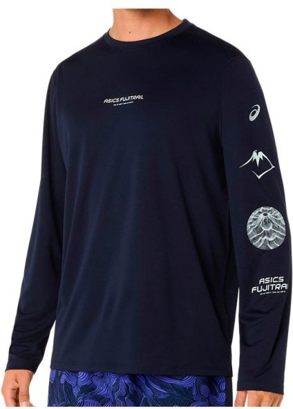Asics - Fujitrail Logo L/S Top - Laufshirt Gr M blau