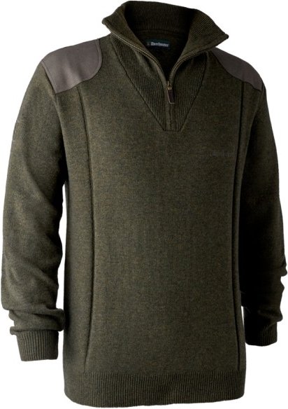 Deerhunter - Sheffield Knit with Zip Neck - Wollpullover Gr XL oliv