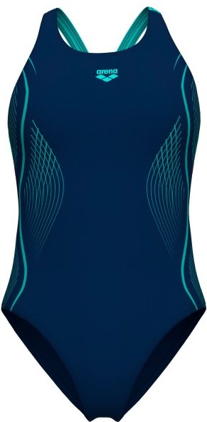 Arena - Women's Grid Swimsuit V Back Graphic - Badeanzug Gr 38 blau