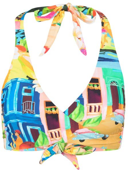 Seafolly - Women's Cuba Multi Fit Wrap Front Halterbra - Bikini-Top Gr 36 bunt
