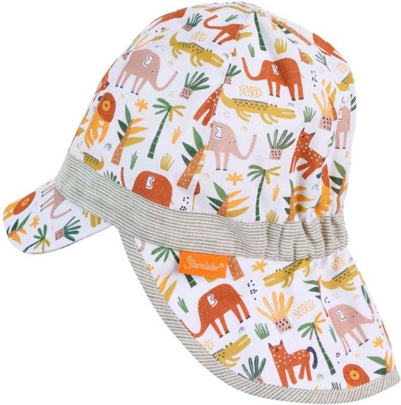 Sterntaler - Kid's Schirmmütze Nackenschutz Tiere - Cap Gr 43 cm weiß