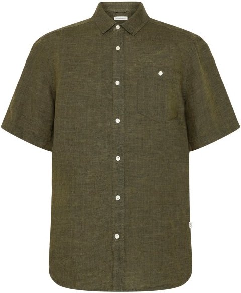 KnowledgeCotton Apparel - Regular Linen S/S Shirt - Hemd Gr L oliv