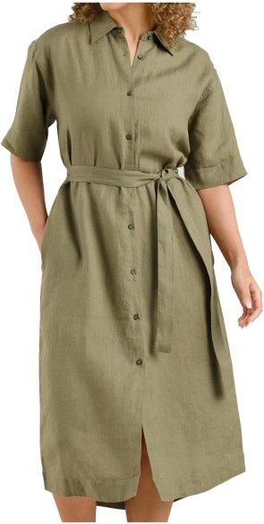 DEDICATED - Women's Shirt Dress Ripa Linen - Kleid Gr M oliv
