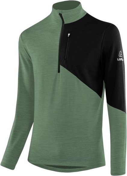 Löffler - Midlayer Block Transtex Merino - Merinolongsleeve Gr 56 oliv
