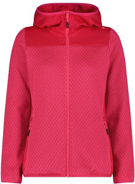 CMP - Women's Jacquard Knit Jacket Fix Hood - Fleecejacke Gr 48 rot/rosa