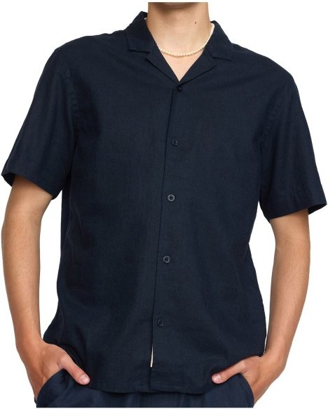Revolution - Short-Sleeved Cuban Linen Shirt - Hemd Gr S blau