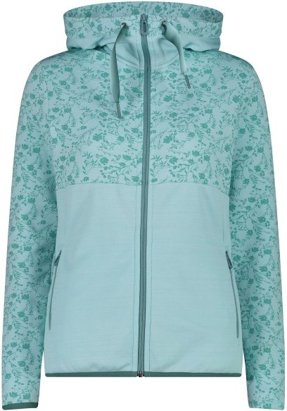 Thumbnail - CMP - Women's Printed Stretch Jacket Fix Hood - Fleecejacke Gr 34 türkis