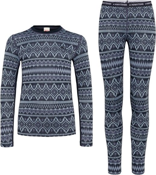 Thumbnail - Kari Traa - Kid's Agnes Set - Merinounterwäsche Gr 10 Years blau/grau