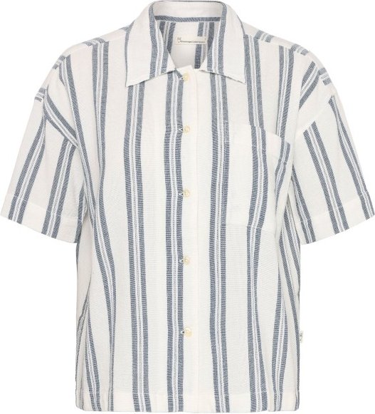 KnowledgeCotton Apparel - Women's Striped S/S Shirt - Bluse Gr XXL weiß/grau