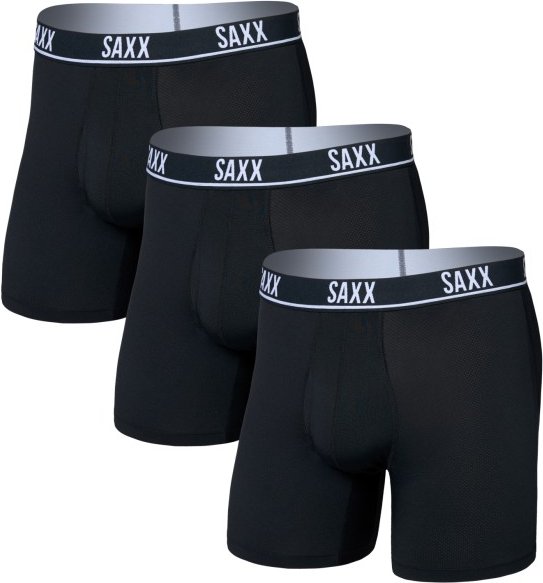 Saxx - Essential Performance Mesh Boxer Brief Fly 3-Pack - Alltagsunterwäsche Gr M schwarz