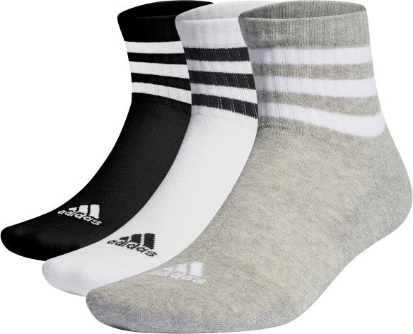adidas - 3-Stripes Cushioned Sportswear Mid Cut Sock 3-Pack - Multifunktionssocken Gr 43-45 - L grau