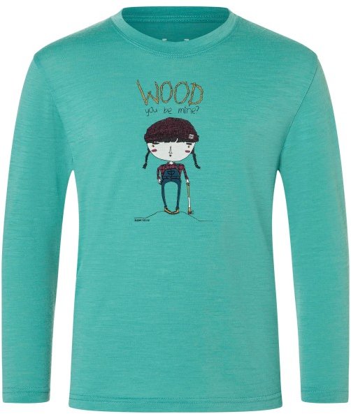 super.natural - Kid's Wood Craftine L/S - Merinoshirt Gr 128 türkis