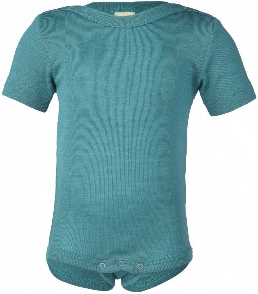 Engel - Baby-Body Kurzarm mit Druckknöpfen an den Schulter - Merinounterwäsche Gr 50/56 türkis