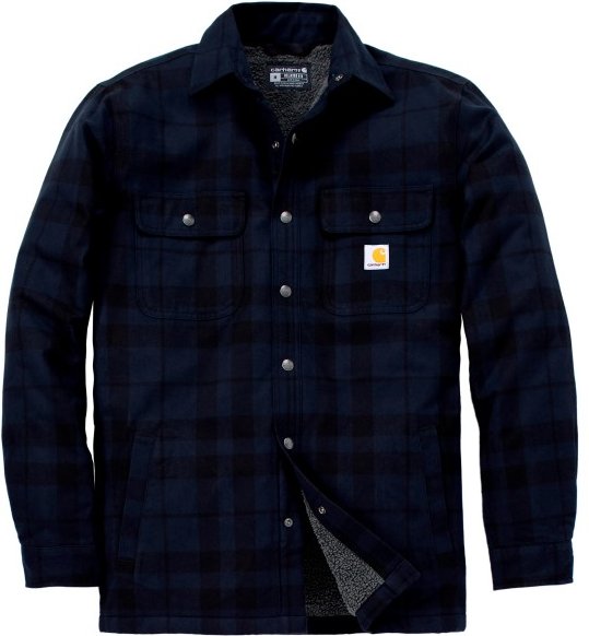 Thumbnail - Carhartt - Flannel Sherpa-Lined Shirt Jacket - Freizeitjacke Gr M schwarz/blau