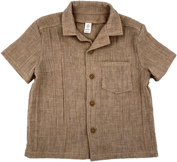 maximo - Kid's Mini Boy Hemd S/S Musselin - T-Shirt Gr 98/104 braun