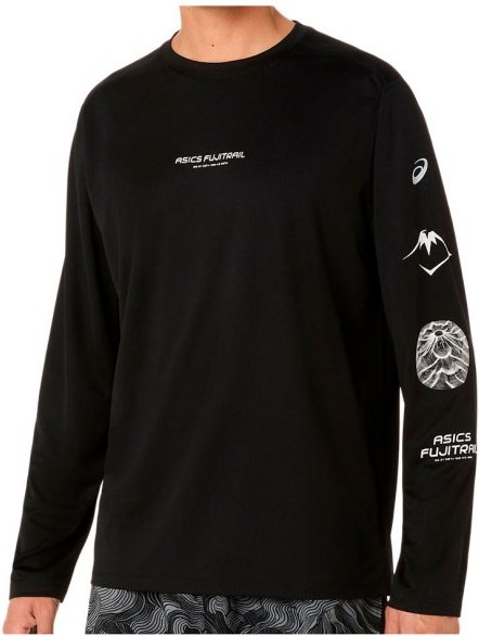 Asics - Fujitrail Logo L/S Top - Laufshirt Gr L schwarz