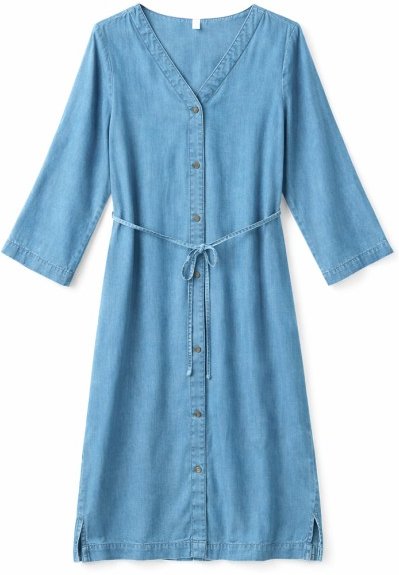 Mazine - Women's V-Neck Tencel Midi Dress - Rock Gr S blau